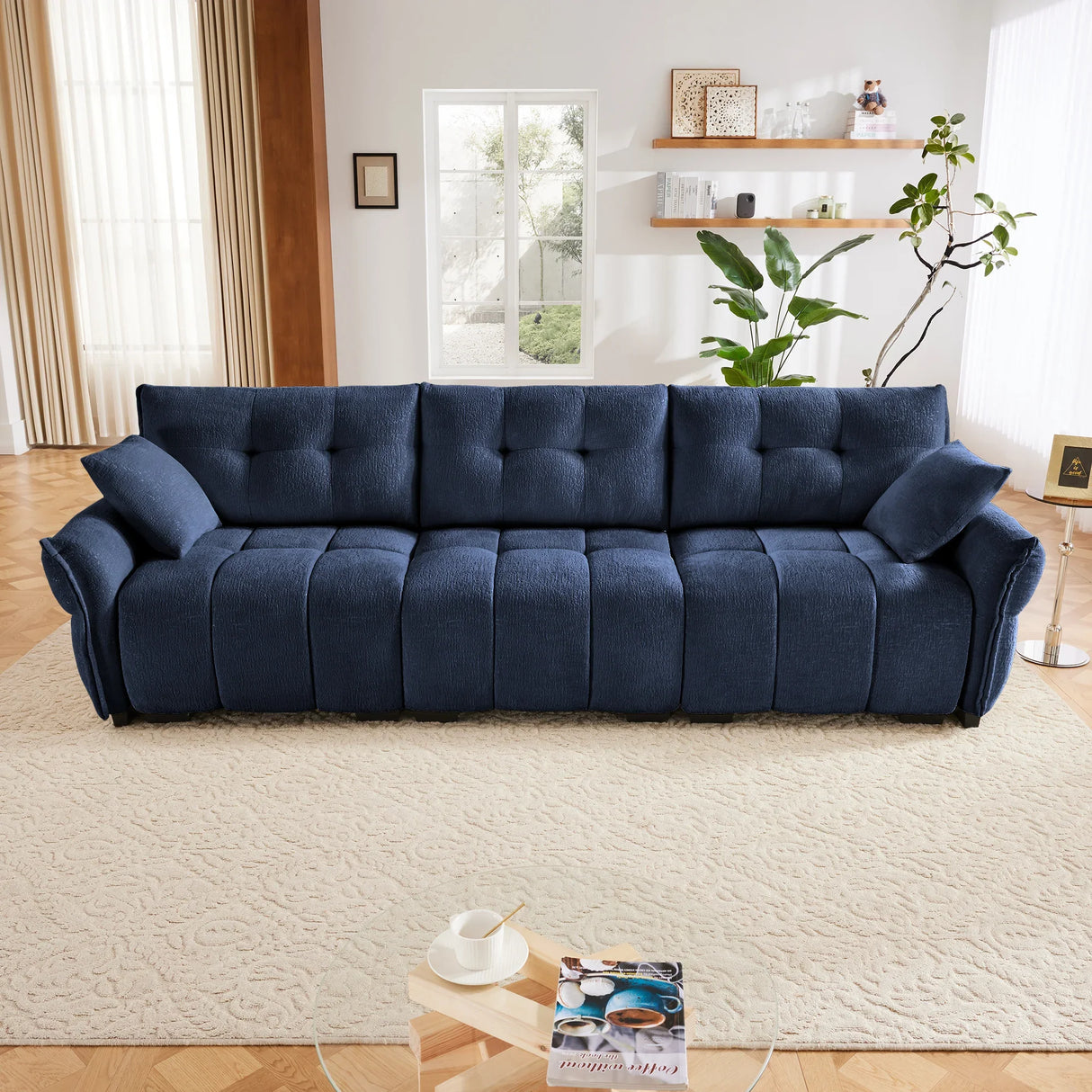 Chenille Sofa - Blue - Furniture Home Direct