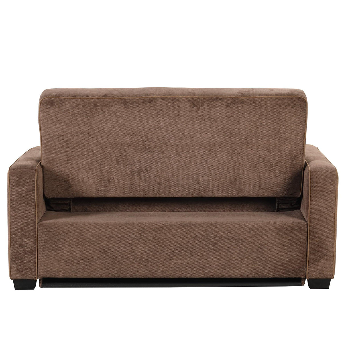 66.5" Upholstered Loveseat With Pull Out Bed, Two Throw Pillows, Dual USB Charging Port and Adjustable Backrest - Brown - Furniture Home Direct