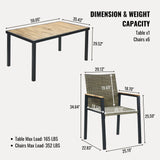All Weather 7 Piece Patio Dining Table Set With Umbrella Hole - Brown / Gray - Furniture Home Direct