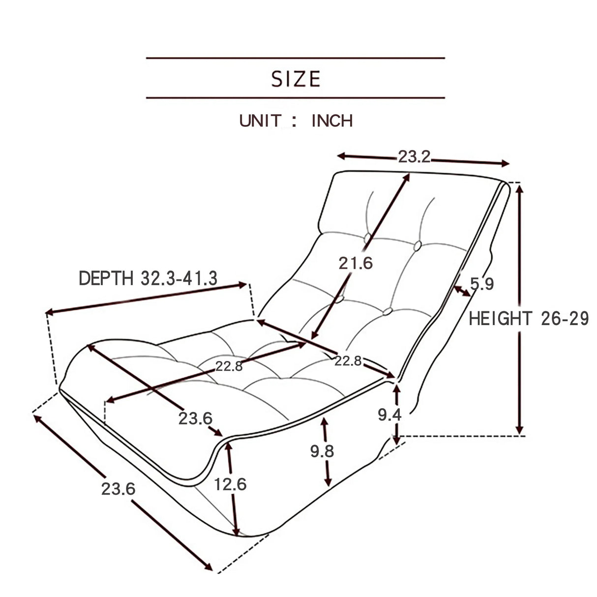 Reclining Japanese Chair Lazy Sofa Tatami Balcony Adjustable Chair - Furniture Home Direct