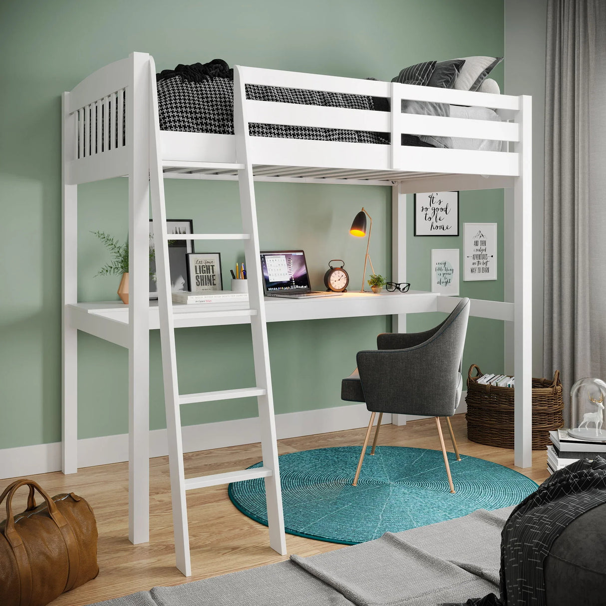 Everest - High Loft Bed With Desk And Storage - Furniture Home Direct