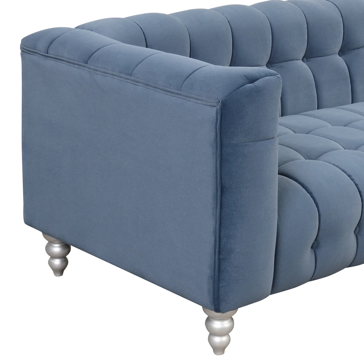 Modern 3-Living Room Set Including Sofa, love seat and Chair with solid wood legs, buttoned tufted backrest - Blue - Furniture Home Direct
