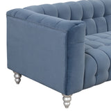 Modern 3-Living Room Set Including Sofa, love seat and Chair with solid wood legs, buttoned tufted backrest - Blue - Furniture Home Direct