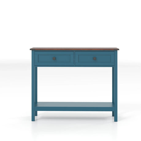 Farmhouse Style Console Table With 2 Drawers And Bottom Storage Shelf - Furniture Home Direct