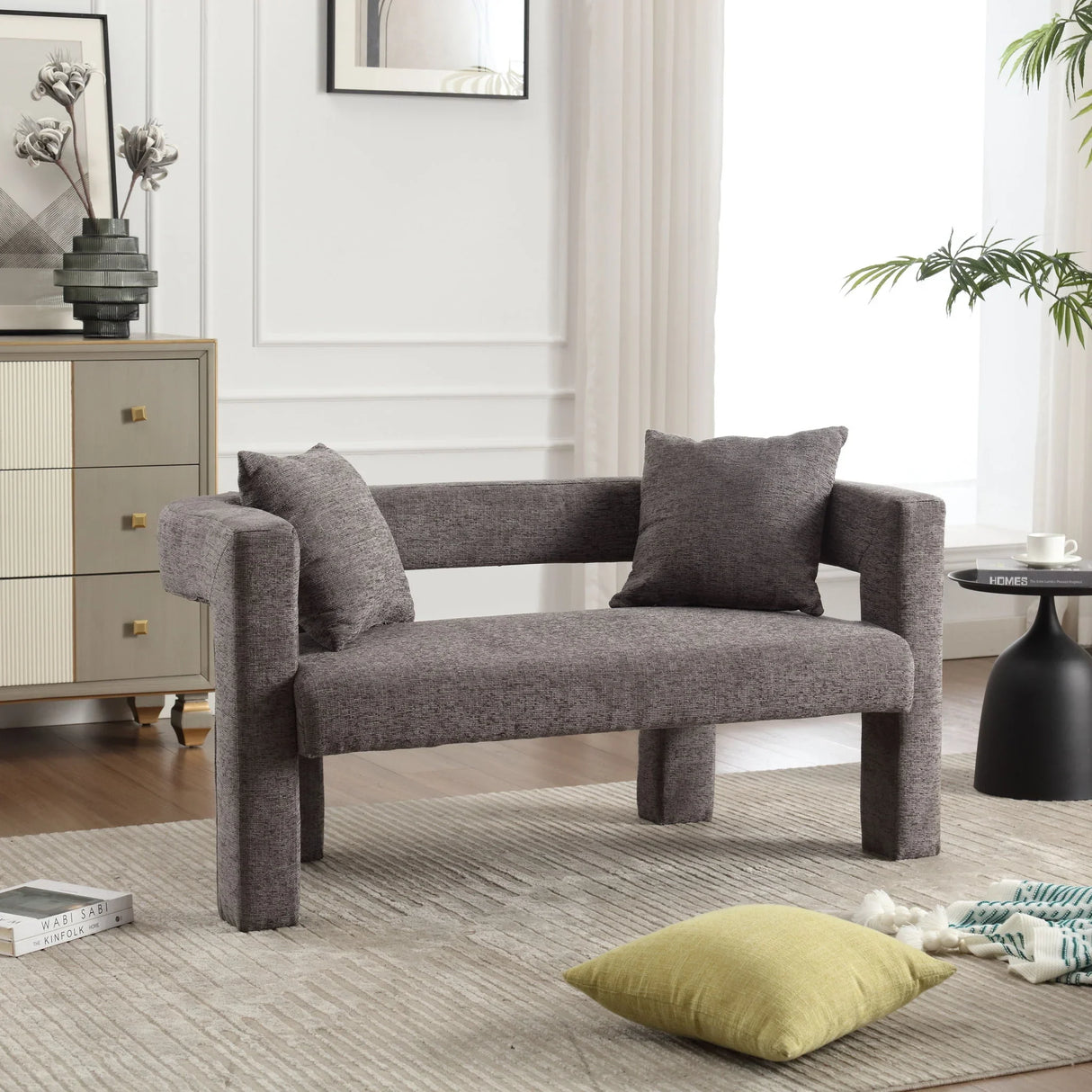 Modern Chenille Loveseat Sofa, Comfy Upholstered 2 Seater - Furniture Home Direct