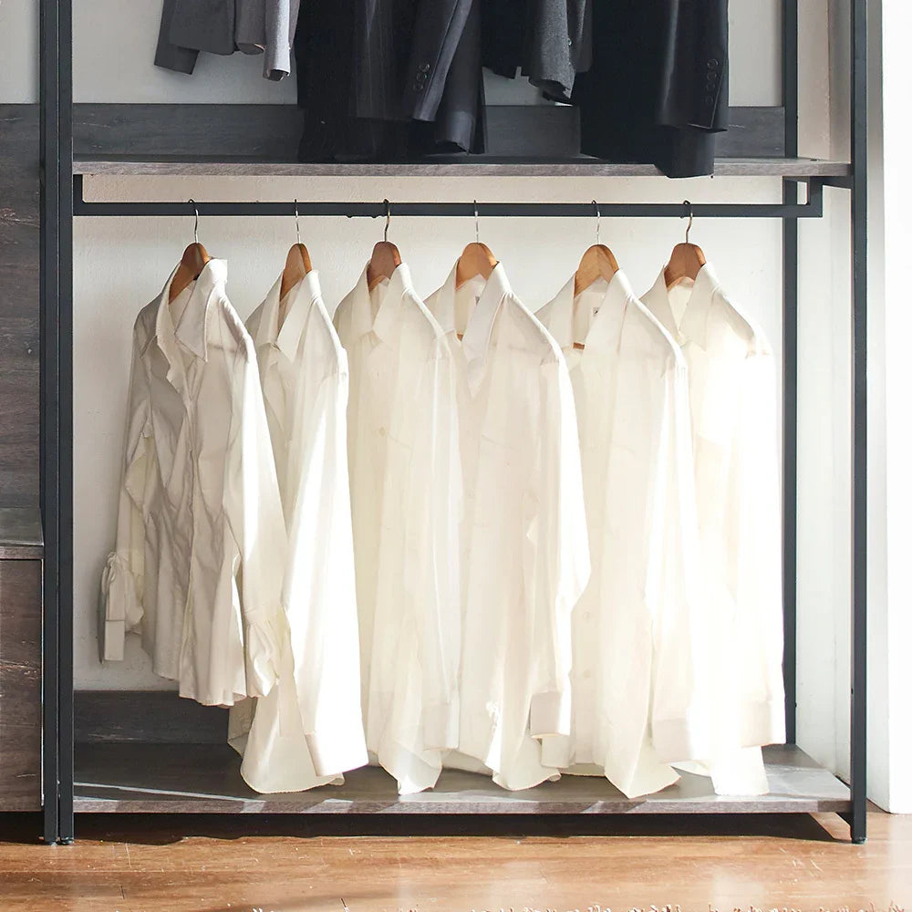 Closet System Industrial Metal Frame With Wood Panels Brown - Furniture Home Direct