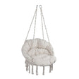 Macrame Hanging Hammock Chair With Cushion, Cotton Rope Swing For Indoor And Outdoor Use, 330 Lbs Capacity - Beige - Furniture Home Direct