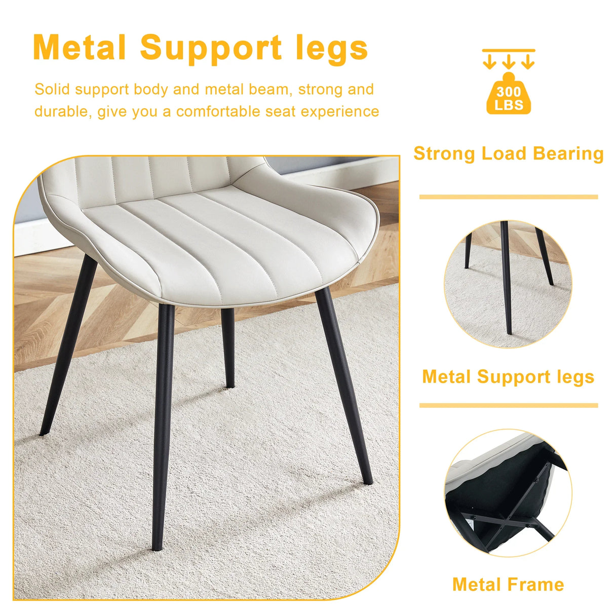 Dining Chairs Set Modern Upholstered PU Leather Gray - Furniture Home Direct