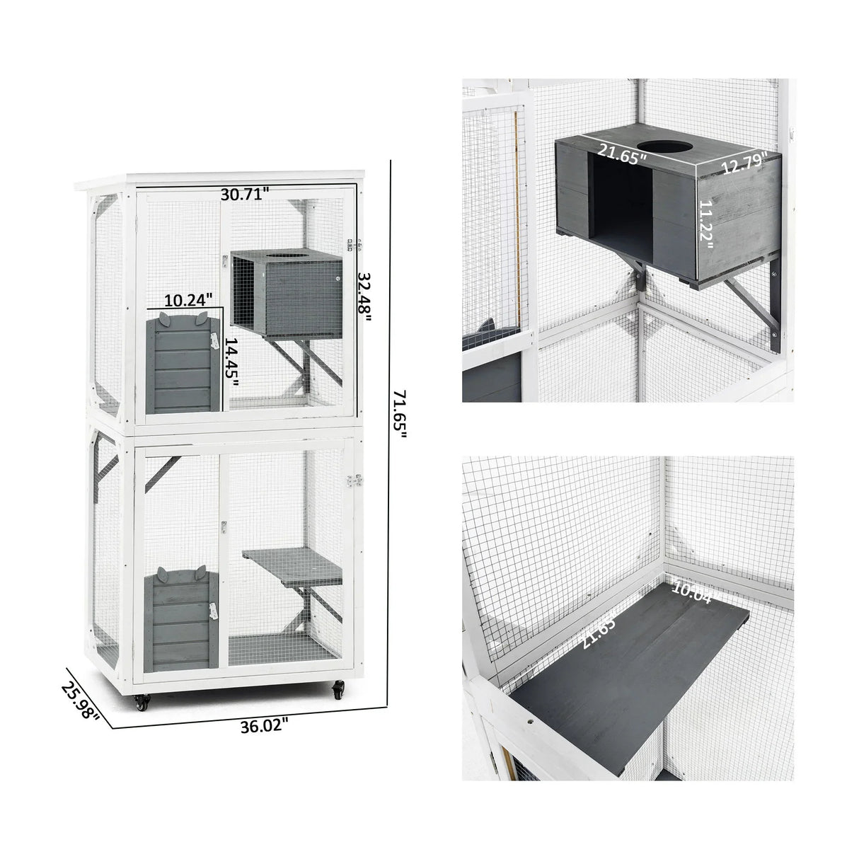 Xpt016 Outdoor Indoor Cat Pet Climbing Rack Play Cage Lovely Big Space - White - Furniture Home Direct
