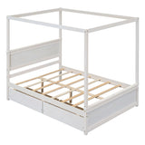 Canopy Platform Bed With Drawers, Support Slats, No Box Spring Needed - Furniture Home Direct