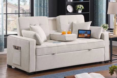 Cody II - 69.5"W Woven Fabric Convertible Sleeper Loveseat with Cup Holder - Furniture Home Direct