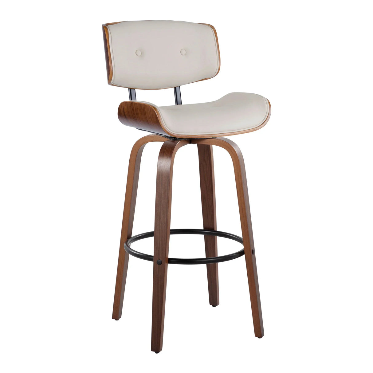 Lombardi - Mid-Century Modern Fixed Height Barstool With Swivel With Round Footrest (Set of 2) - Furniture Home Direct