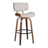 Lombardi - Mid-Century Modern Fixed Height Barstool With Swivel With Round Footrest (Set of 2) - Furniture Home Direct