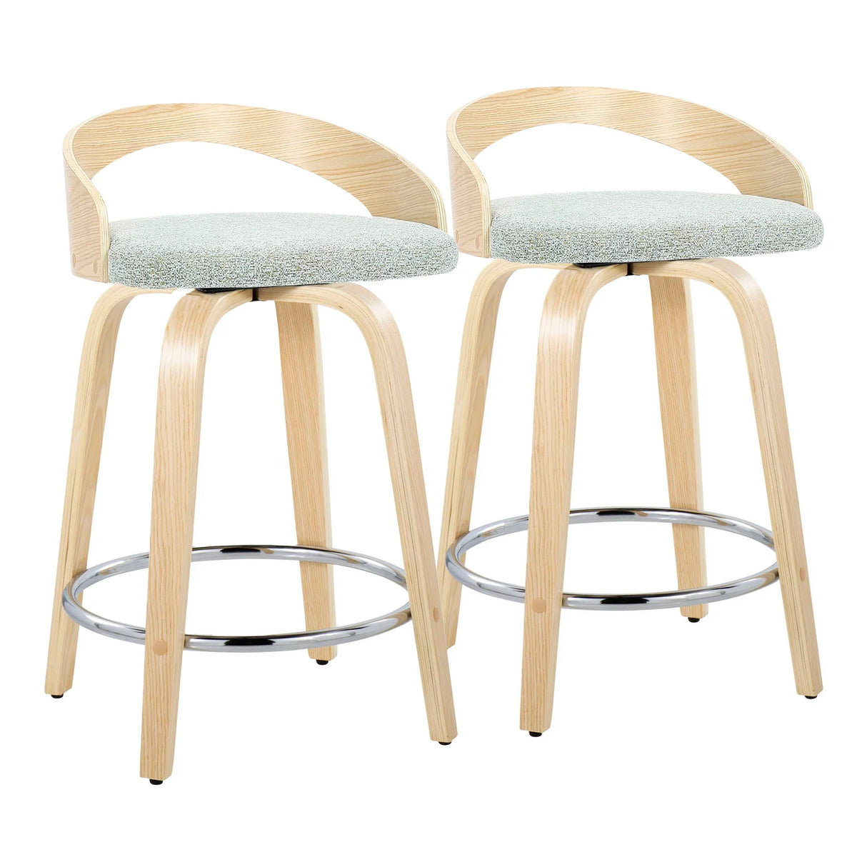 Grotto - Contemporary Fixed Height Counter Stool & Swivel, Round Footrest (Set of 2) - Furniture Home Direct