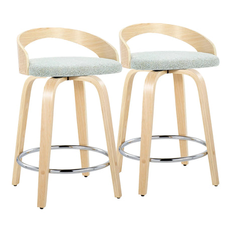 Grotto - Contemporary Fixed Height Counter Stool & Swivel, Round Footrest (Set of 2) - Furniture Home Direct
