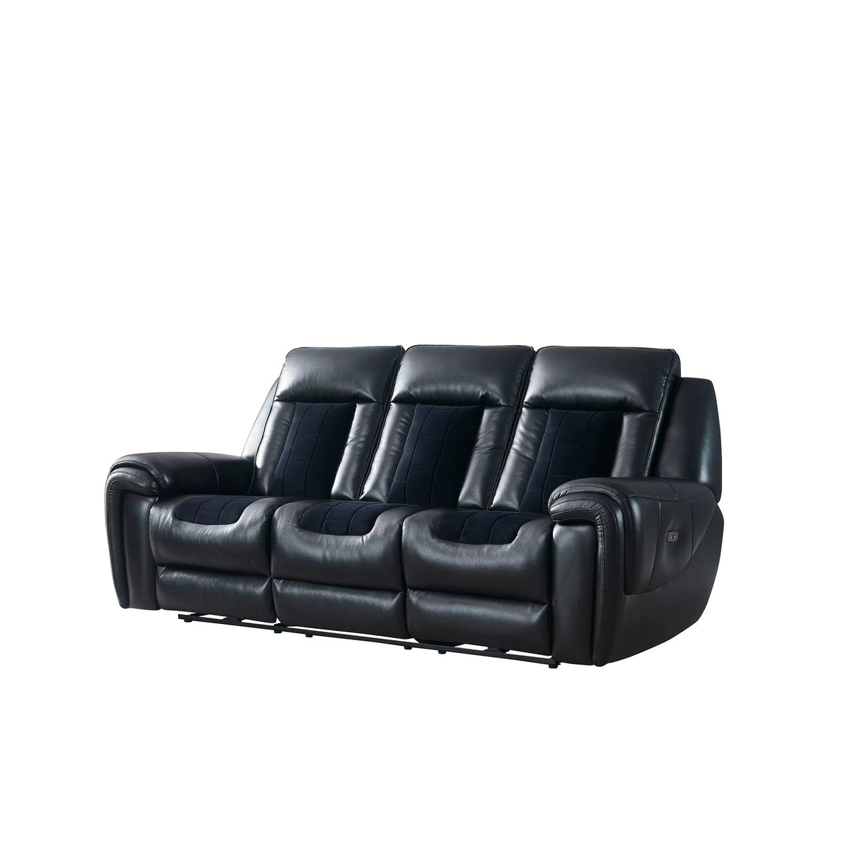 Clark - Blanche / Velvet Power Reclining Sofa With LED - Black - Furniture Home Direct