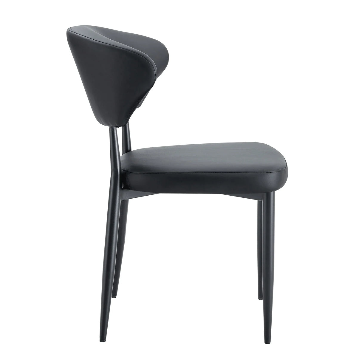 Dining Chairs Set Of 4 Modern PU Leather Metal Legs Black - Furniture Home Direct