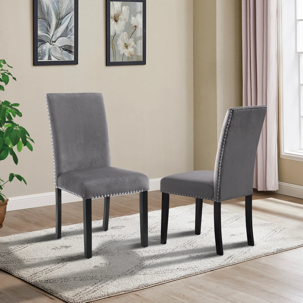 Dining Set Round Marble Table With Velvet Chairs Gray - Furniture Home Direct