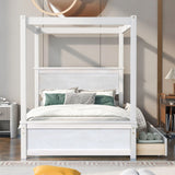Canopy Platform Bed With Drawers, Support Slats, No Box Spring Needed - Furniture Home Direct