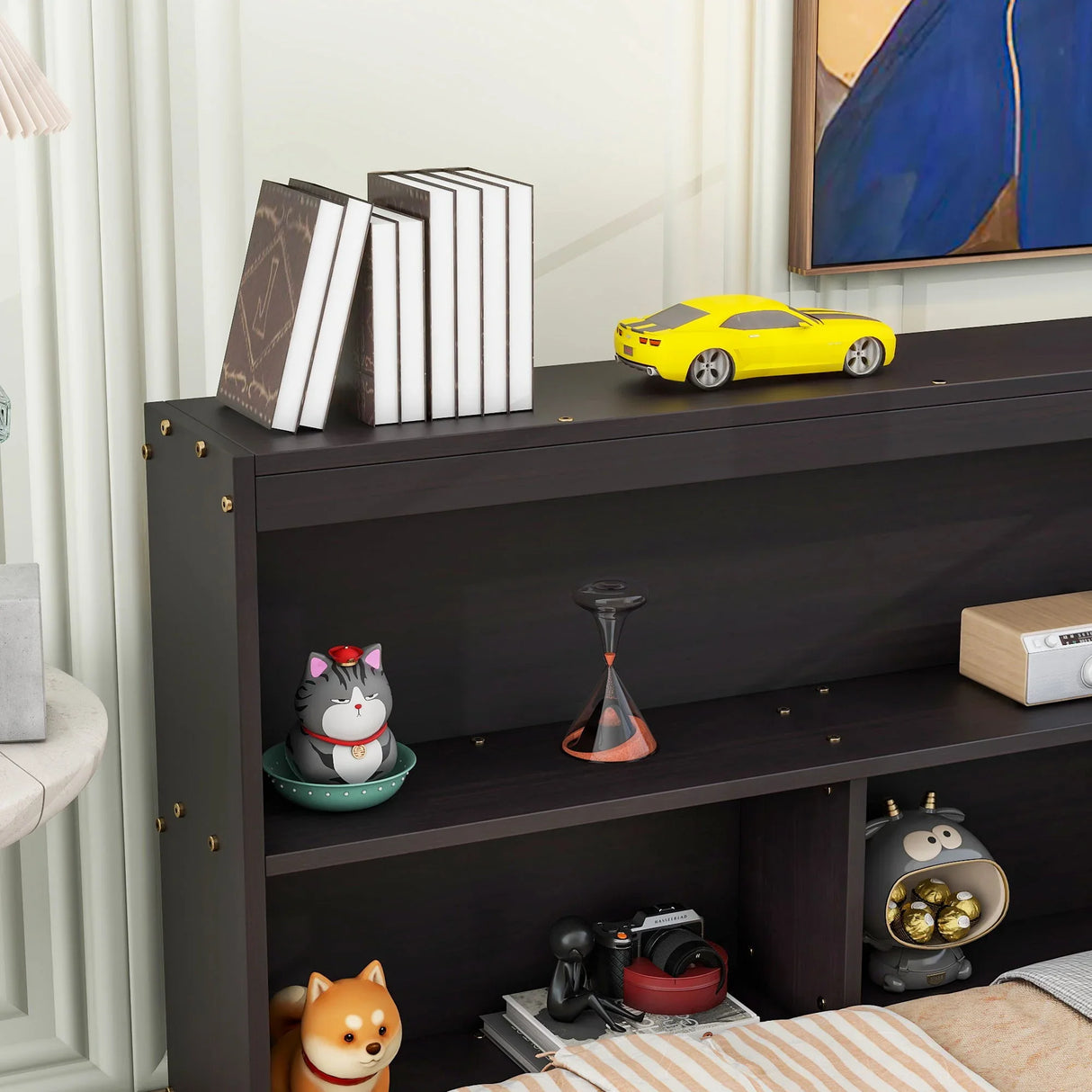 Floor Bed With L-Shaped Bookcases, Sliding Doors, Without Slats - Furniture Home Direct