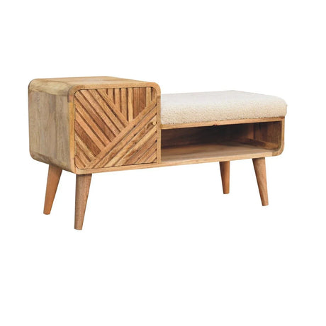 Boucle Carved Telephone Table - Oak - Furniture Home Direct