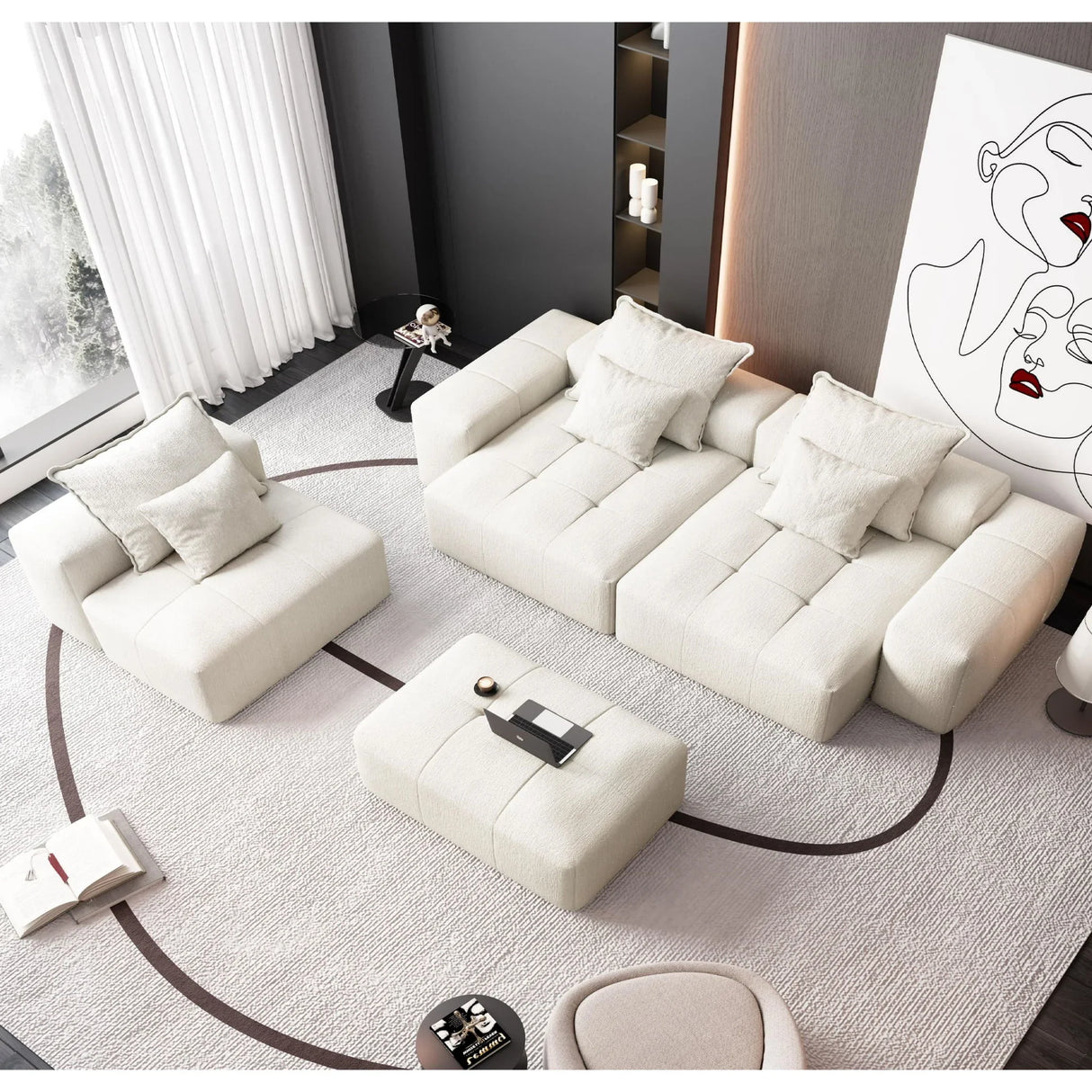 Modern Oversized Diy Combination Modular Sectional Sofa With Pillows - Furniture Home Direct
