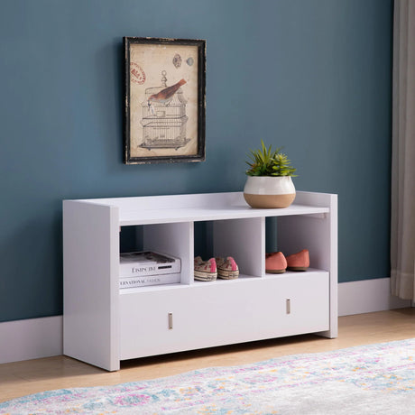 Shoe Entry Bench With Three Shelves, One Drawer With Divided Compartment - Furniture Home Direct