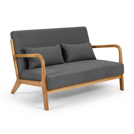 Leisure Chair With Solid Wood Armrest And Feet, Mid-Century Modern Accent Sofa, 2 Seat - Furniture Home Direct
