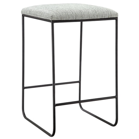 Counter Stool With Faux Linen Seat - Heathered Gray / Matte Black - Furniture Home Direct