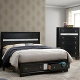 Madrid - Queen Bed With Storage Drawers And Nickel Handles - Black - Furniture Home Direct