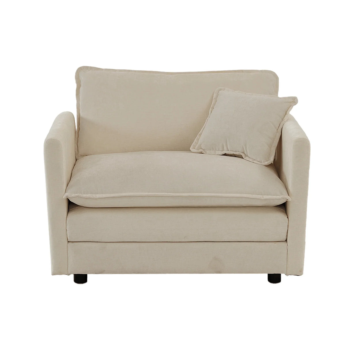 3 Pc Living Room Set with Sofa and Two Chairs, Beige Chenille - Furniture Home Direct