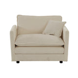 3 Pc Living Room Set with Sofa and Two Chairs, Beige Chenille - Furniture Home Direct
