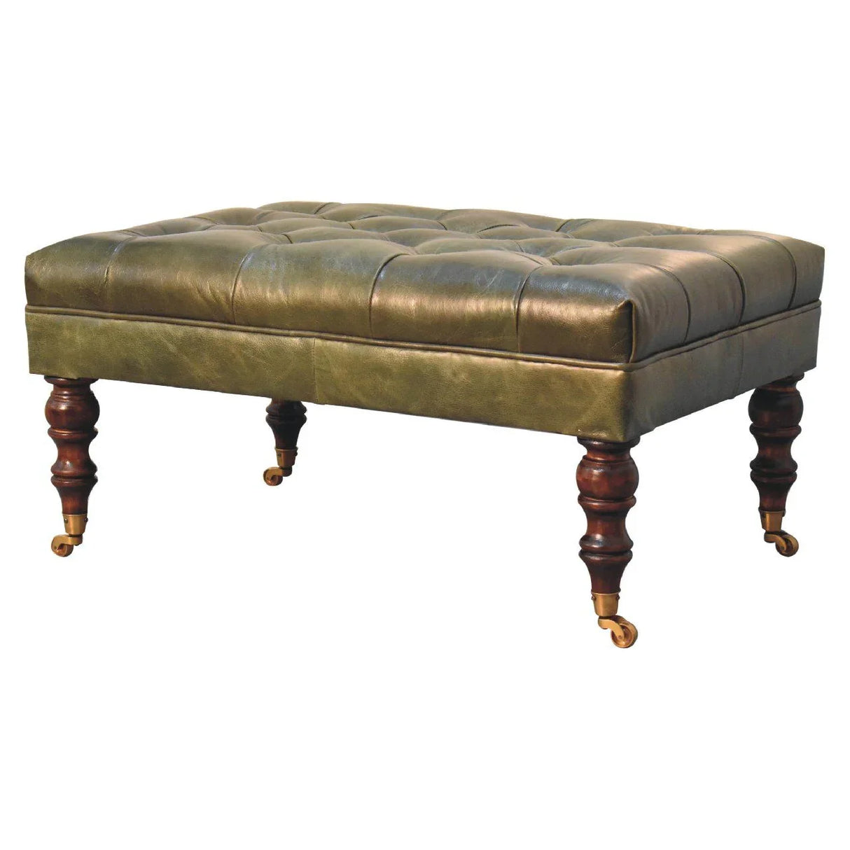Buffalo - Leather Ottoman With Castor Legs - Furniture Home Direct