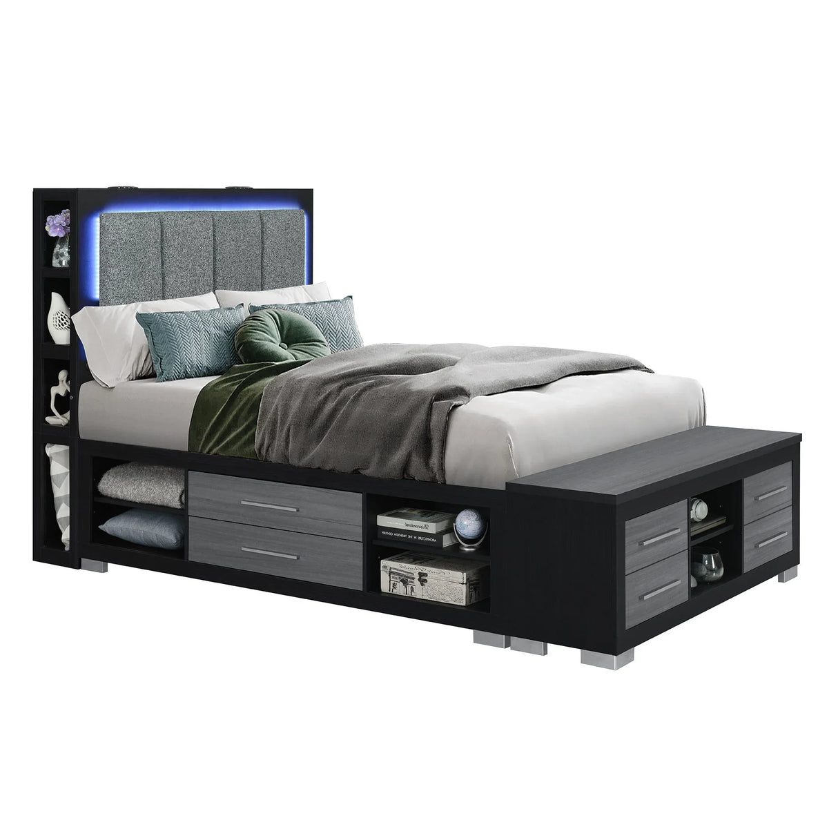 Messa - Bed With Storage Features And LED Lighting - Furniture Home Direct