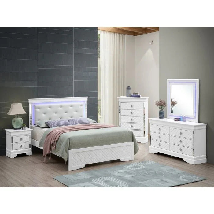 Bed With LED Light Accents Headboard - Furniture Home Direct