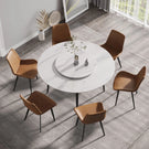 Modern Artificial Stone Round Dining Table, Can Accommodate 6 People Artificial Stone Turntable - White - Furniture Home Direct