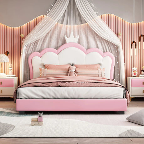 Upholstered Princess Platform Bed With Crown Headboard - Furniture Home Direct
