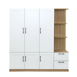 3 Door Storage Wardrobe For Dedroom With Shelves And 2 Drawers, Side Storage Shelves - Furniture Home Direct