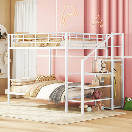 Bunk Bed With Lateral Storage Ladder And Wardrobe - Furniture Home Direct