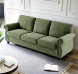 Soft Sofa, Upholstered 3 Seater Couch With High Density Foam, Loose Back Cushions And Turned Legs - Furniture Home Direct
