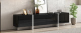 TV Stand High Gloss Console 74 Inch Length Modern Black - Furniture Home Direct