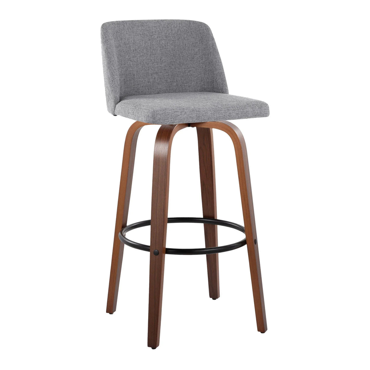 Toriano - Mid Century Modern Fixed Height Barstool Swivel And Round Footrest (Set of 2) - Furniture Home Direct