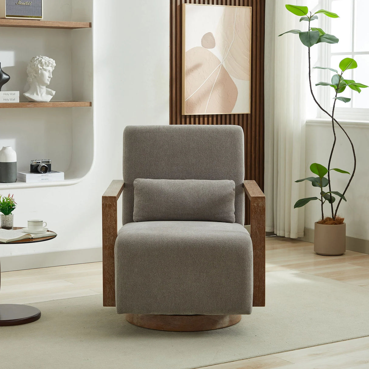 Swivel Modern Upholstered Accent Chair With Armrests - Furniture Home Direct