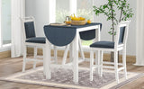 Dining Set Drop Leaf Counter Height With 2 Chairs White Gray - Furniture Home Direct