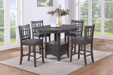 Dining Table Round Counter Height With Shelf Solid Wood Gray - Furniture Home Direct