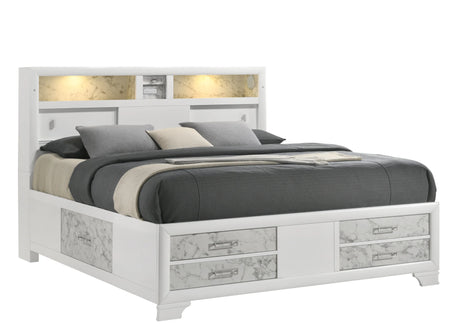 Bedroom Set 5 Piece Modern Queen Bed Dresser White - Furniture Home Direct