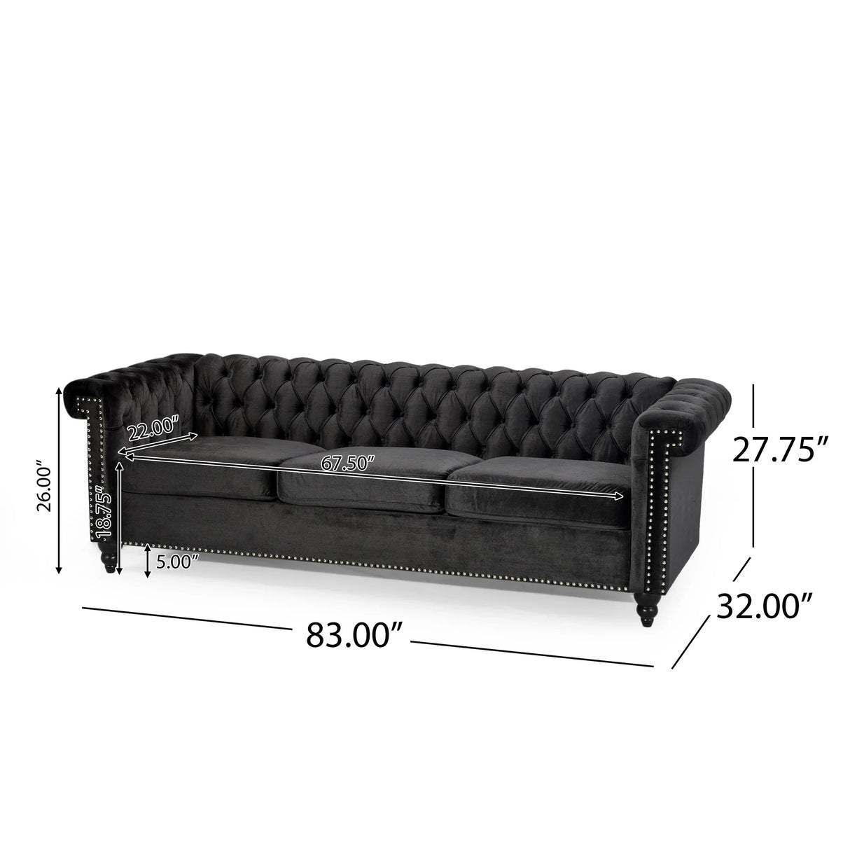 Traditional Charcoal Gray Sofa - Furniture Home Direct