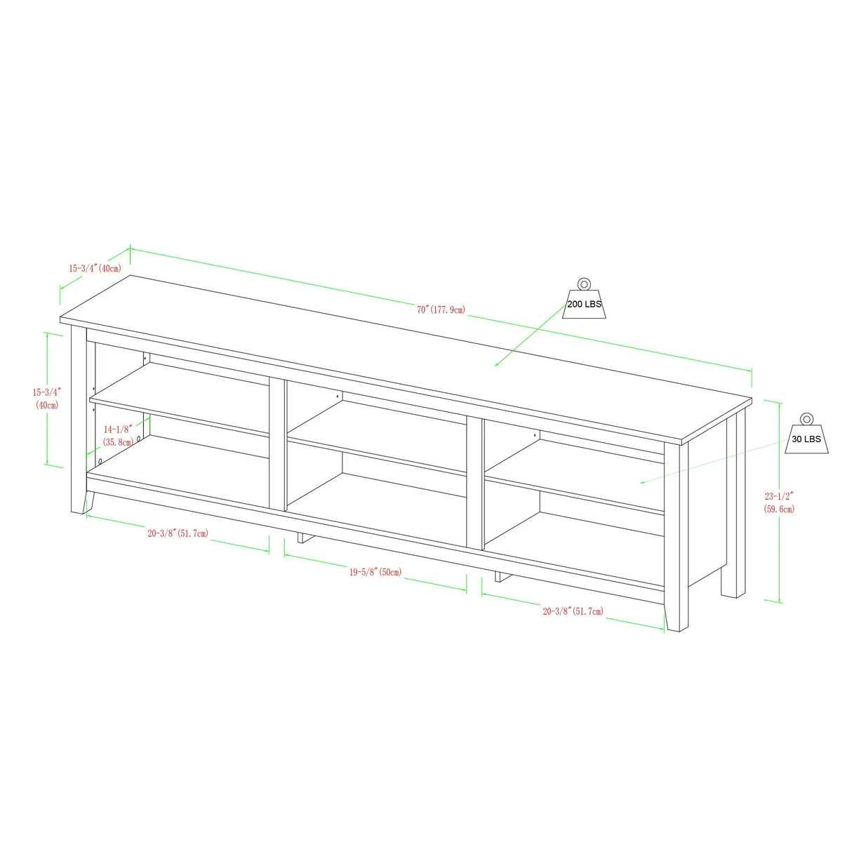 Modern Transitional 3 Shelf Open Storage 70" TV Stand For 80" TVs - Brown - Furniture Home Direct