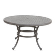 All-Weather And Durable 52" Round Cast Aluminum Round Dining Table With Umbrella Hole - Gray - Furniture Home Direct