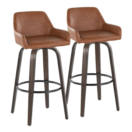 Daniella - Contemporary Fixed Height, Barstool With Swivel With Round Footrest (Set of 2) - Furniture Home Direct